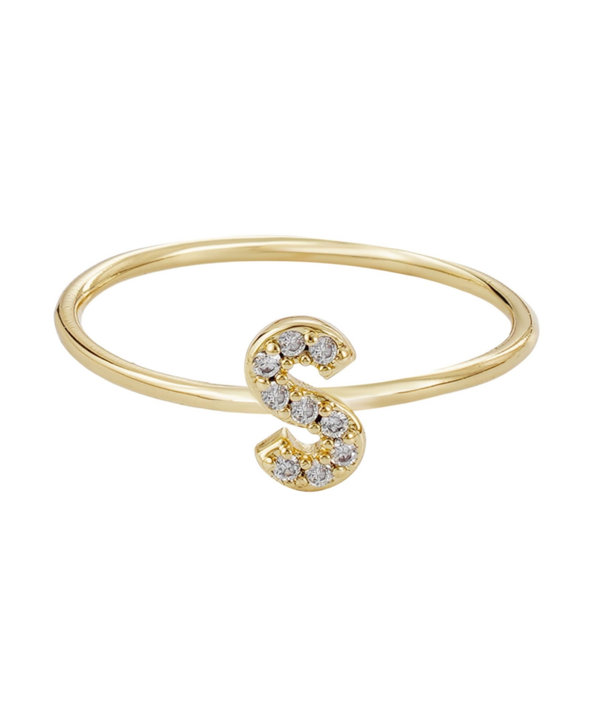 Adornia Gold Cubic Zirconia Pave Initial Ring A Sz 6 In Gold