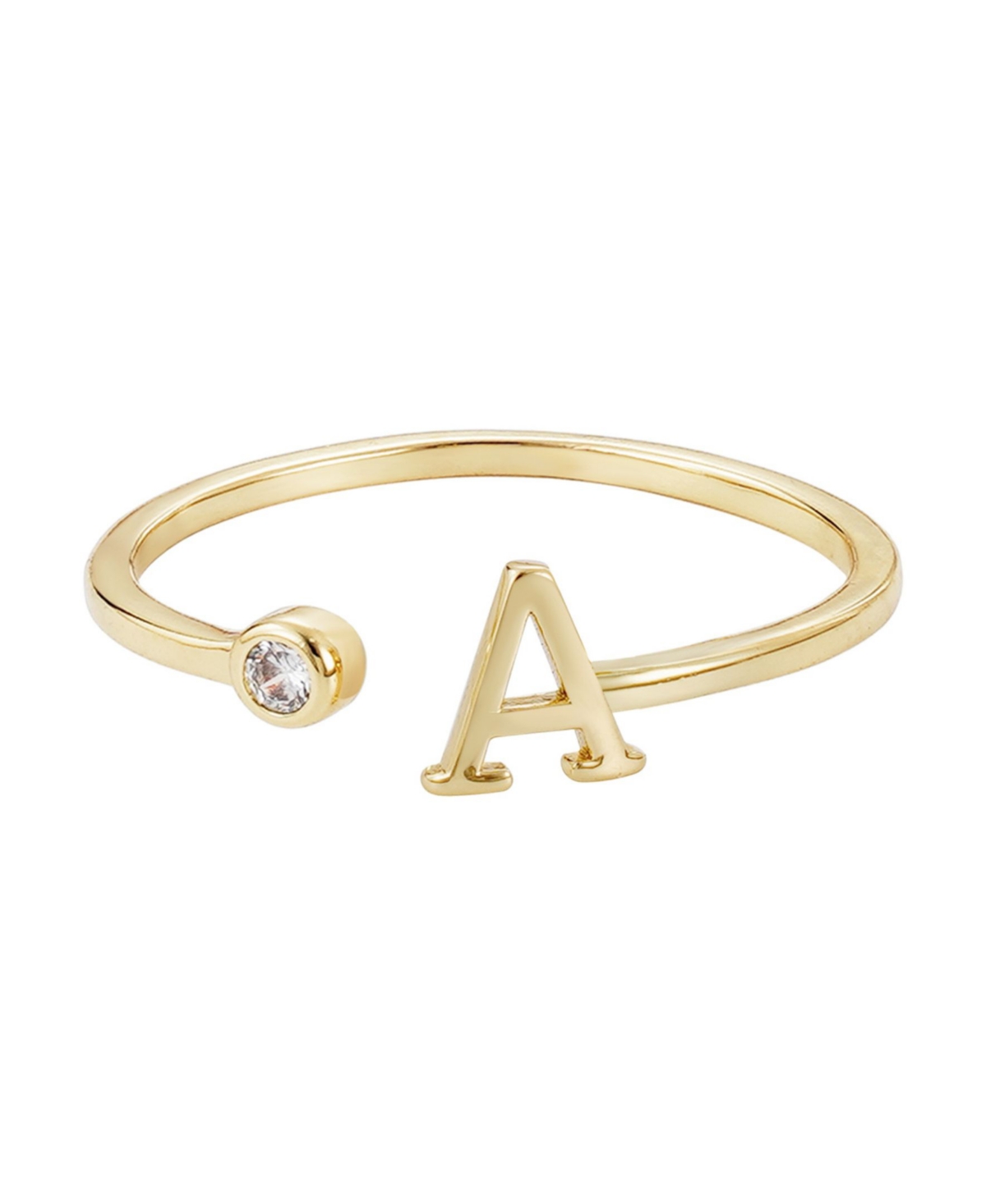 Adornia Gold Adjustable Cubic Zirconia Initial Ring In Gold