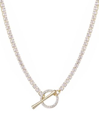 Gold Plated Crystal Toggle Tennis Necklace