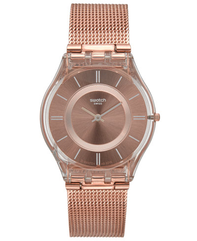 Swatch Women's Swiss Core Pink Gold-Tone PVD Stainless Steel Bracelet Watch 34mm SFP115M