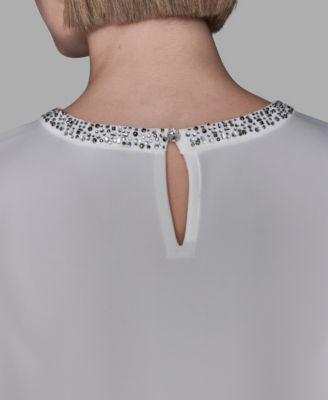 Women's Crewneck Crystal Neck Top