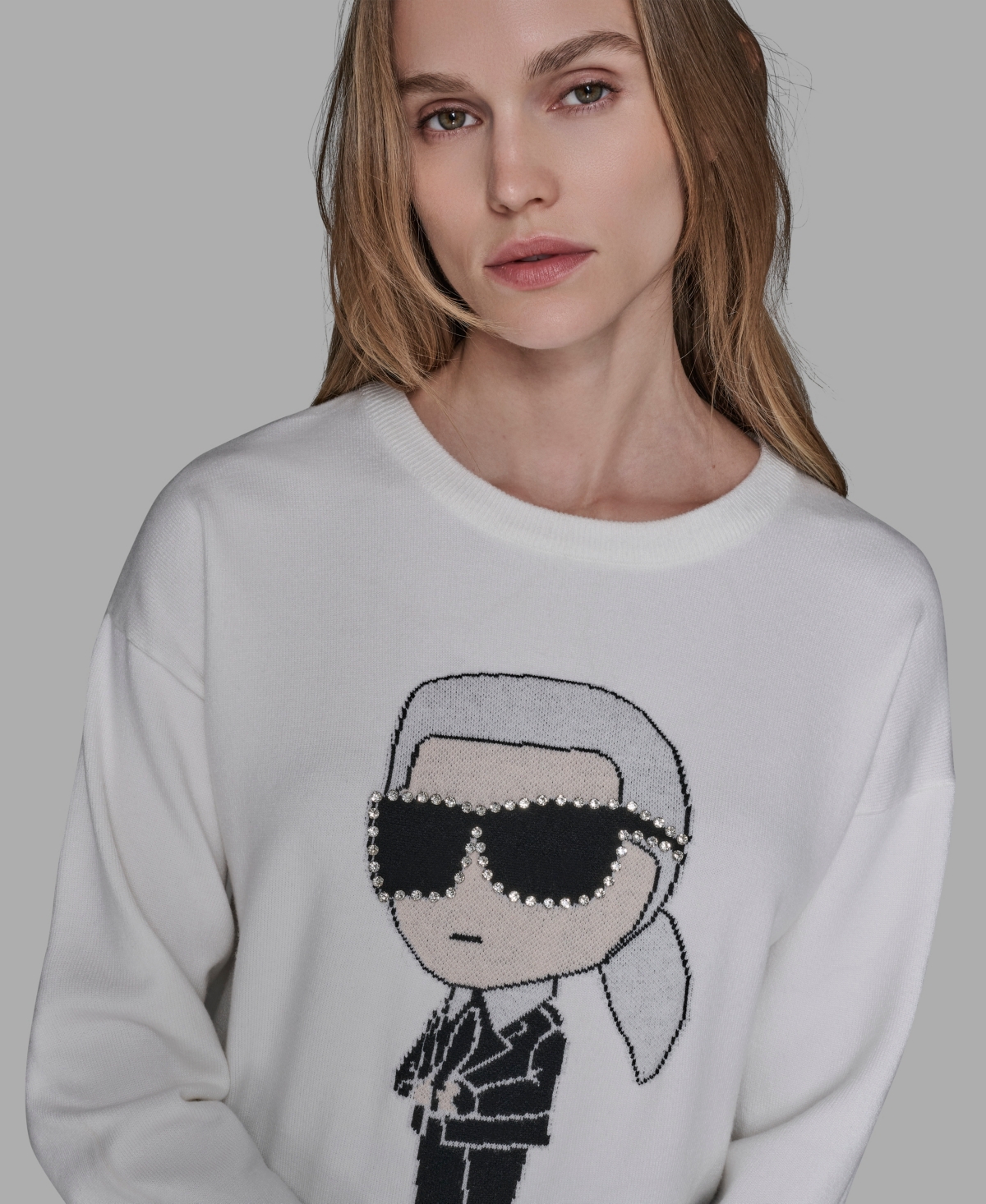 Karl Lagerfeld Women's Kool Karl Crewneck Sweater In White