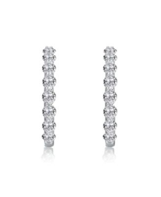 Clear Cubic Zirconia Encrusted Hoop Earrings