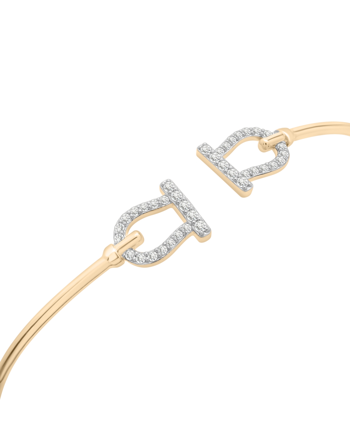 Wrapped Double Lock Bangle Bracelet (1/4 ct. t.w.) in 10K Yellow Gold