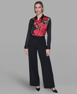 Women's Collar Floral Print Top