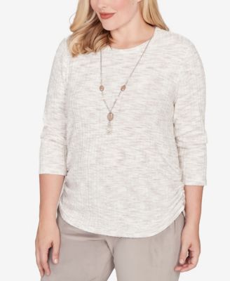 Calm Luxe Space Dye Knit Top with Necklace
