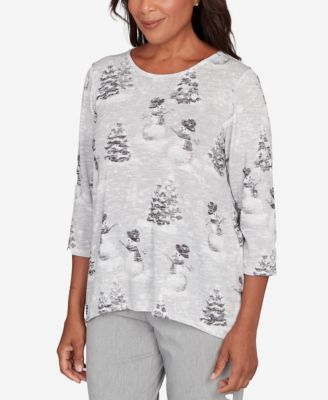 Stockbridge Playful Snowmen Scene Knit Top
