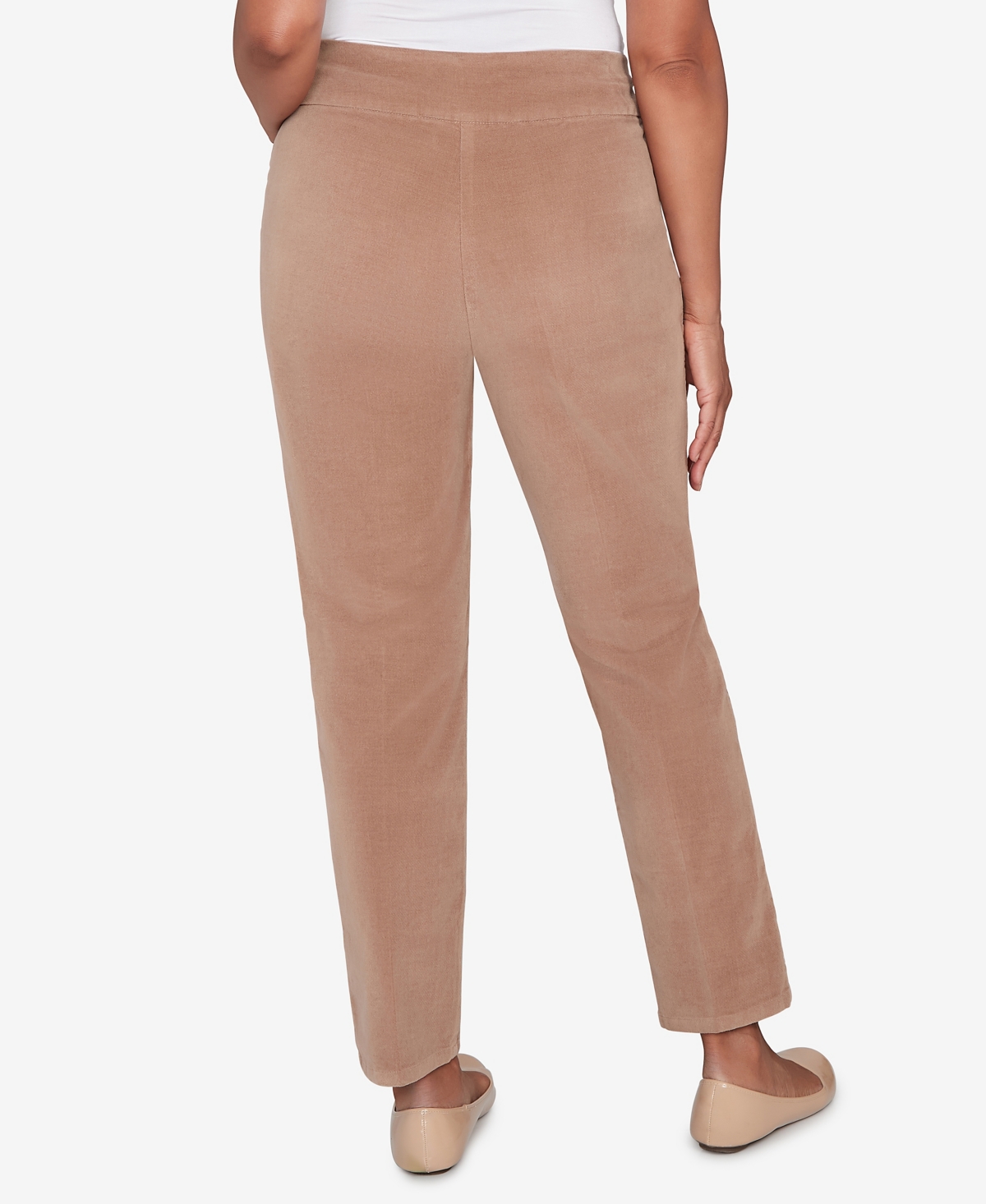 Alfred Dunner Vienna Allure Fit Flat Front Corduroy Average Length Pant In Brown