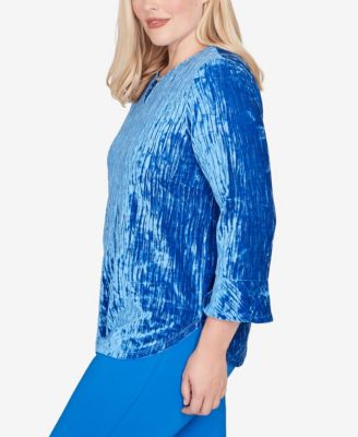 Barcelona Crushed Velvet Keyhole Bell Sleeve Top