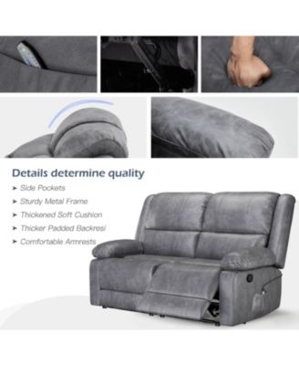 Loveseat Recliner with Heat&Massage Function, RV Couch Wall-Hugger Reclining Sofa
