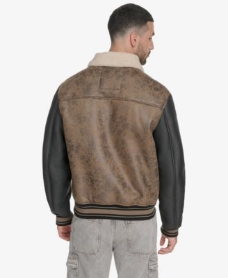 Men's Faux Shearling Varsity Jacket