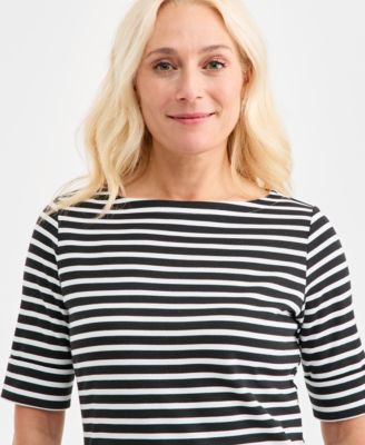 Petite Floral Printed Boat Neck Top, Macy's Exclusive