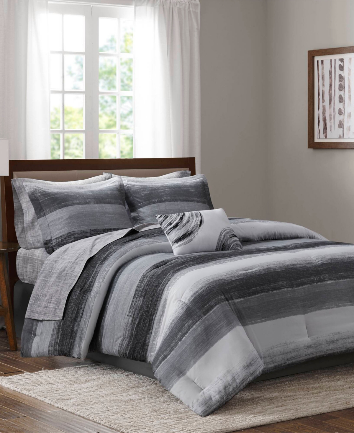 Madison Park Essentials Saben 9-pc.comforter Set, King In Black