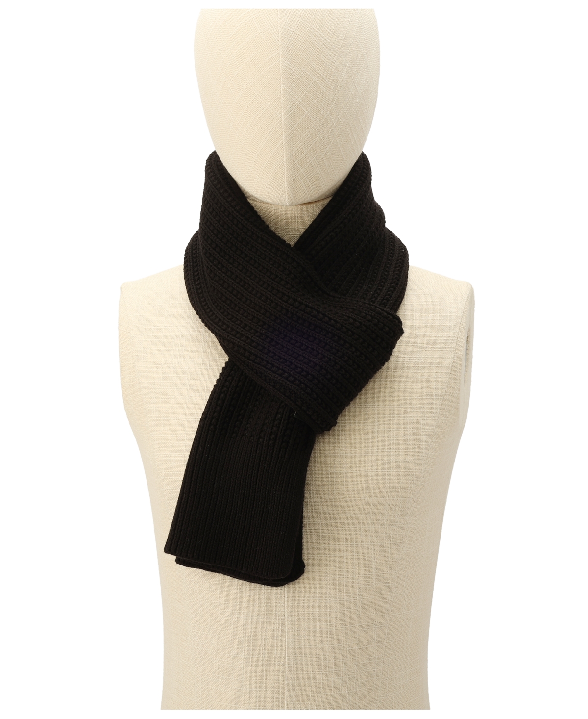 Calvin Klein Men's Links Ribbed Knit Scarf In Black