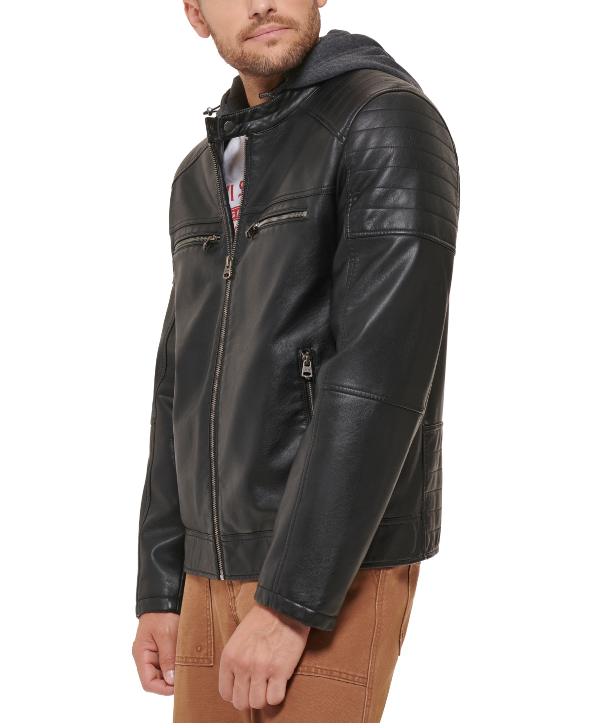 Levi's Men's Jersey Hood Racer Jacket In Black