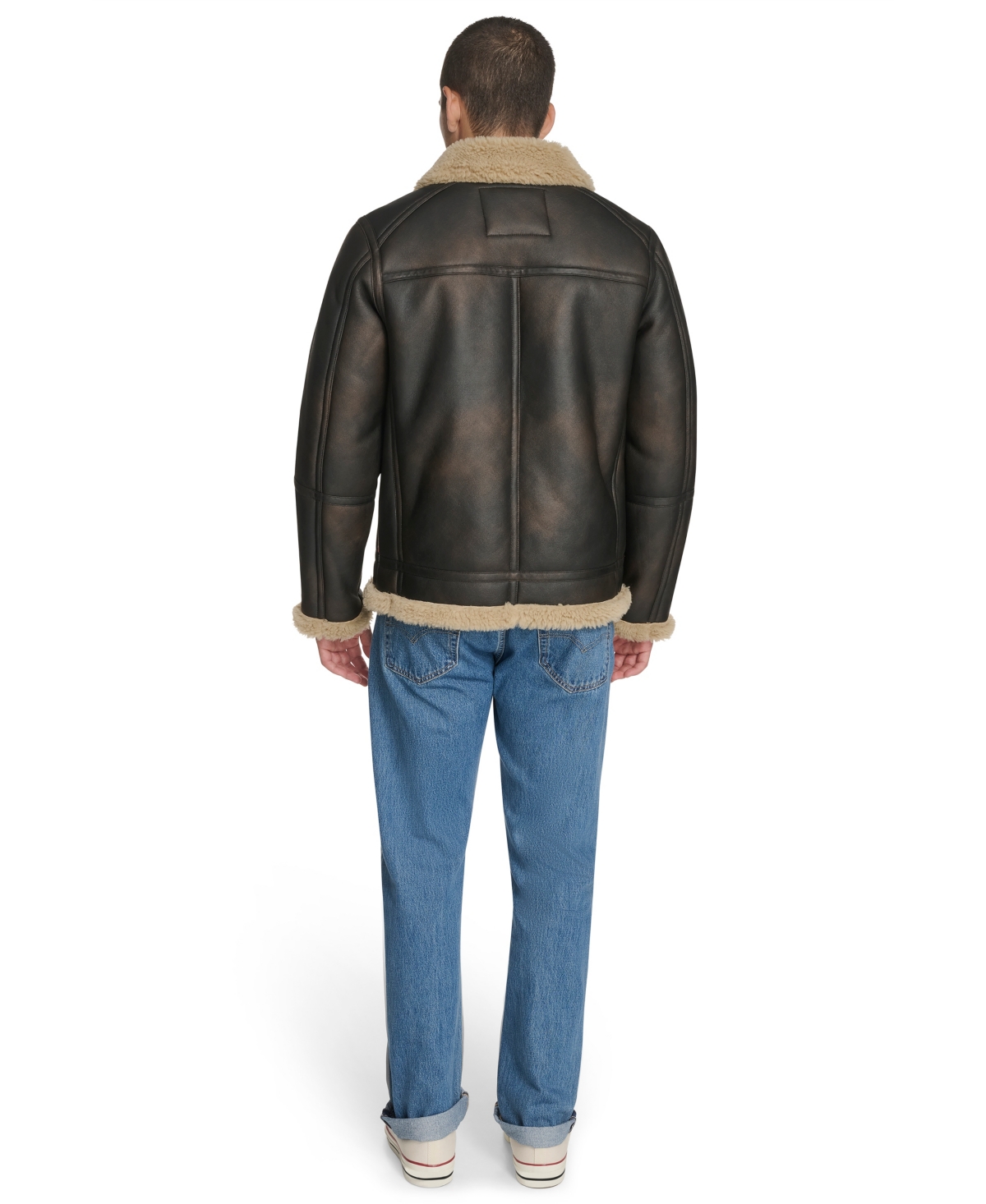 Levi's Men's Faux Shearling Aviator Jacket In Black