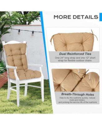 Outdoor 45"x 22" x5" Tufted High Back Cushions Patio Replacement Chair Cushion with Ties, Water and Fade Resistant for All Weather, Set of 2