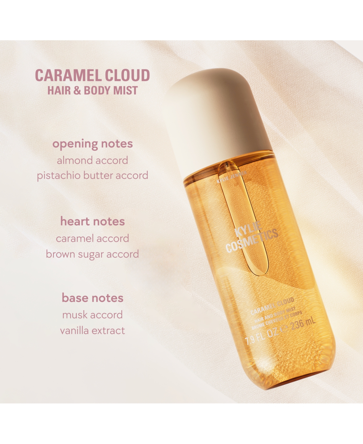 Kylie Cosmetics Caramel Cloud Hair and Body Mist, 7.9 oz.