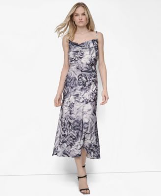 DKNY - Women's Sleeveless Cowl Neck Midi Slip Dress