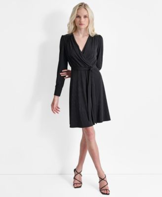 DKNY - Women's Long Sleeve Surplice Faux Wrap Dress