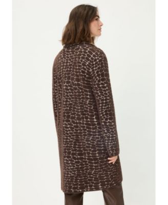 Women's Longline Modern Animal Feather Coatigan