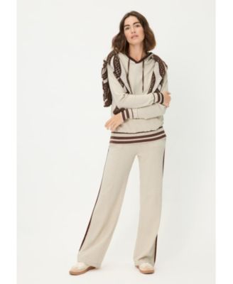 Women's Knit Hoodie Pullover with Stripes