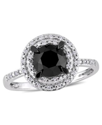 Macy's - Black and White Diamond Double Halo Engagement Ring (1-5/8 ct. t.w.) in 14k White or Rose Gold