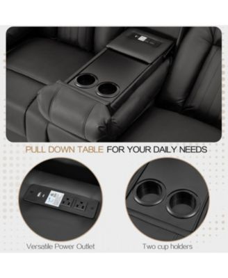 Recliner Loveseat with Console&Bluetooth Speakers, Manual RV Reclining Sofa