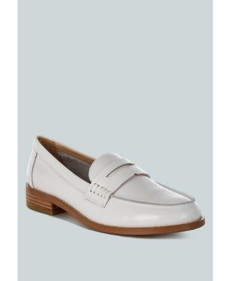 Womens Roxana Real Leather Penny Strap Loafers