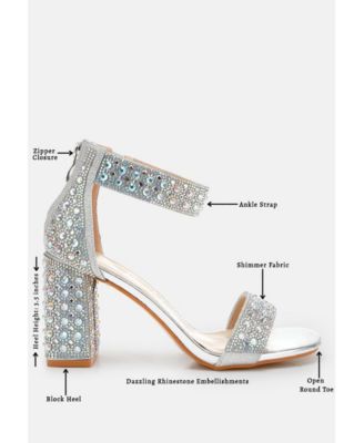 Cady Rhinestones And Sequins Block Sandals Women