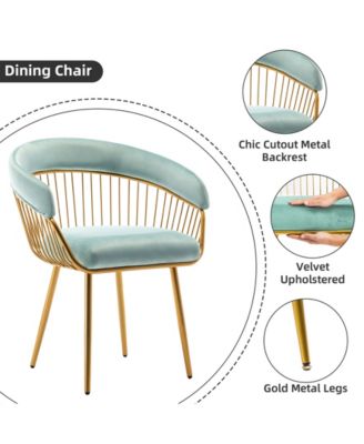 Mid Century Dining Chair, Velvet Upholstered Side Chair with Metal Legs for Makeup/Living Room (Set of 4)