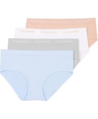 4-Pack Seamless Solid Color Hipsters with Logo Waistband