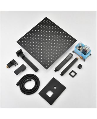 Ceiling Mount Shower Faucet Set, Hand Shower, 16 inch Shower Head and Tub Spout Rain Mixer Shower Combo Set