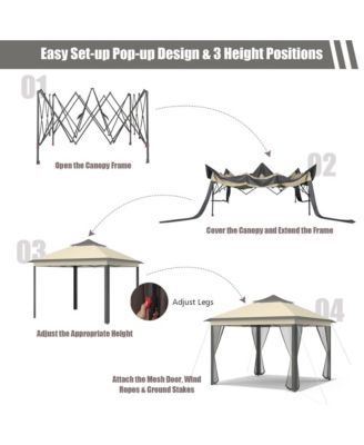 11 x 11 ft Pop up Gazebo 2-Tier Patio Canopy Tent Shelter w/ Carrying Bag