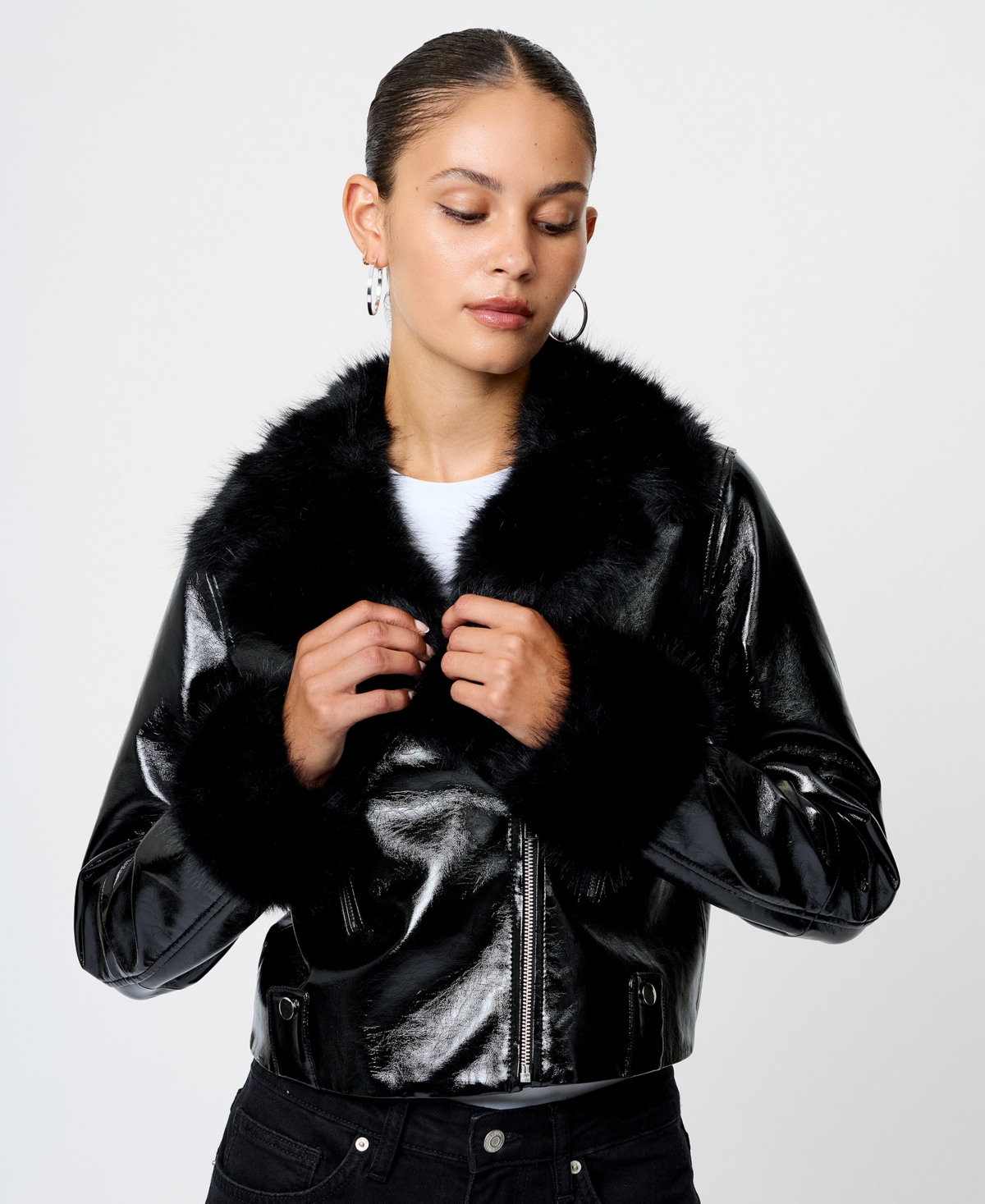 French Connection Women's Camryn Crinkled Moto Jacket