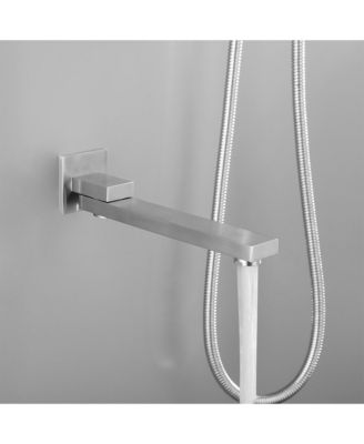Shower system combo with hand shower, 16 inch shower head and tub spout, Brushed Nickel