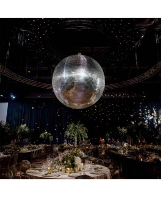 24" Large Disco Ball Mirror Big Hanging Glass Decor for 70s 80s Party Events Wedding DJ Dance Club Stage Lighting Silver