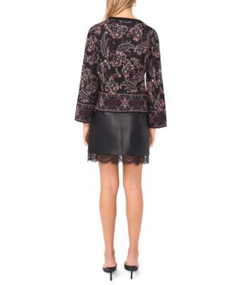 Women's Crewneck Paisley-Print Wide Long-Sleeve Sweater