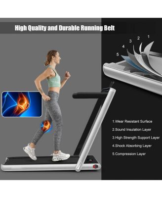 2-in-1 Electric Folding Treadmill with Dual Display for Home Fitness, Silver