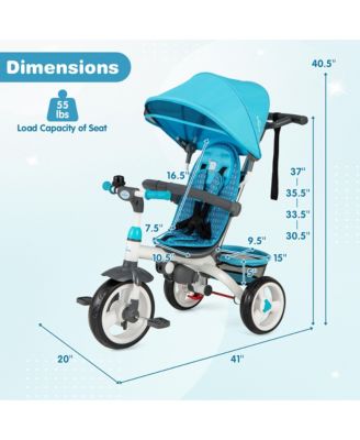 Toddler Tricycle Stroller 6-in-1 Push Trike w/ Removable 5-Position Canopy