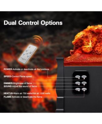 20" Freestanding Electric Fireplace Insert Log Set,Fireplace Insert Heater with 5 Flame Speeds and Brightness,Overheat Protection,750W/1500W