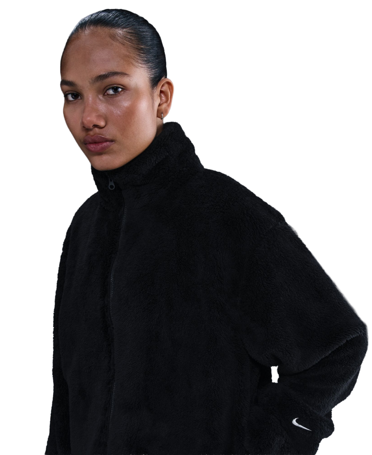 Nike Women's Essential Sherpa High-pile Fleece Jacket In Black