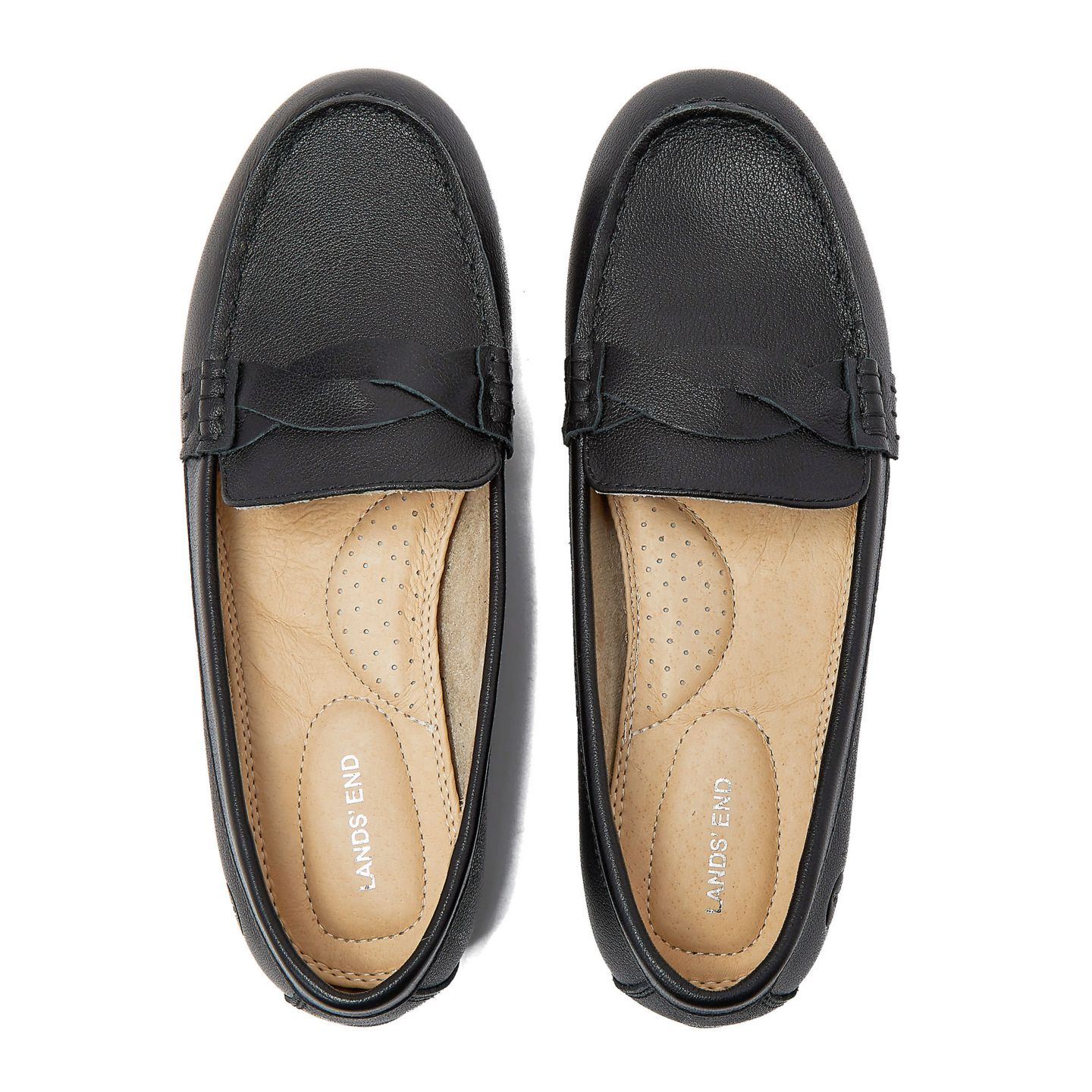 Женские туфли Lands' End Comfort Slip on Leather, цвет: Чёрный — фото 3
