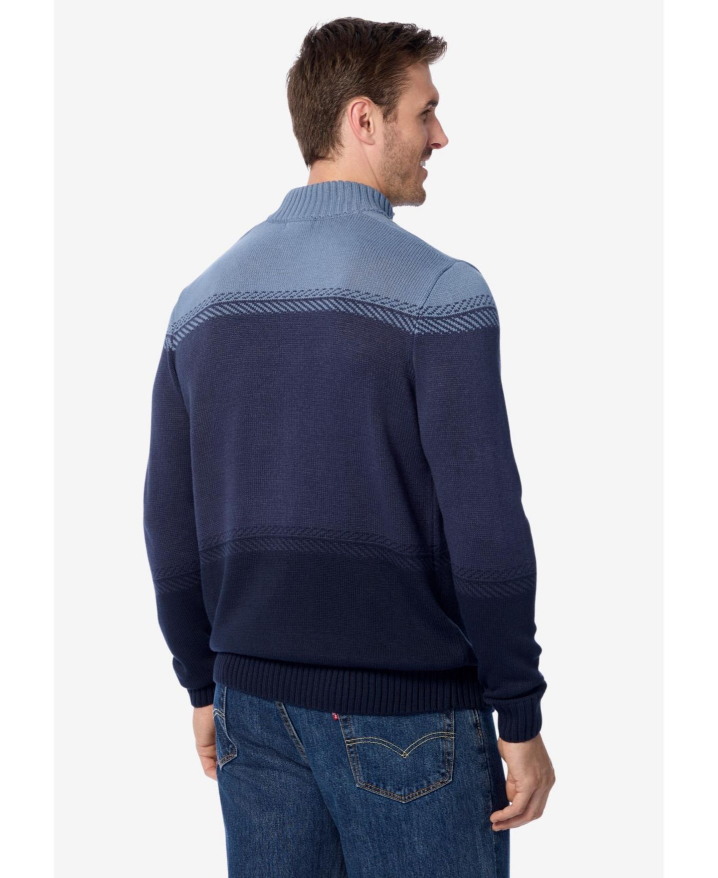 Мужской свитер KingSize Henley Shaker, цвет: Тёмно-синий — фото 3