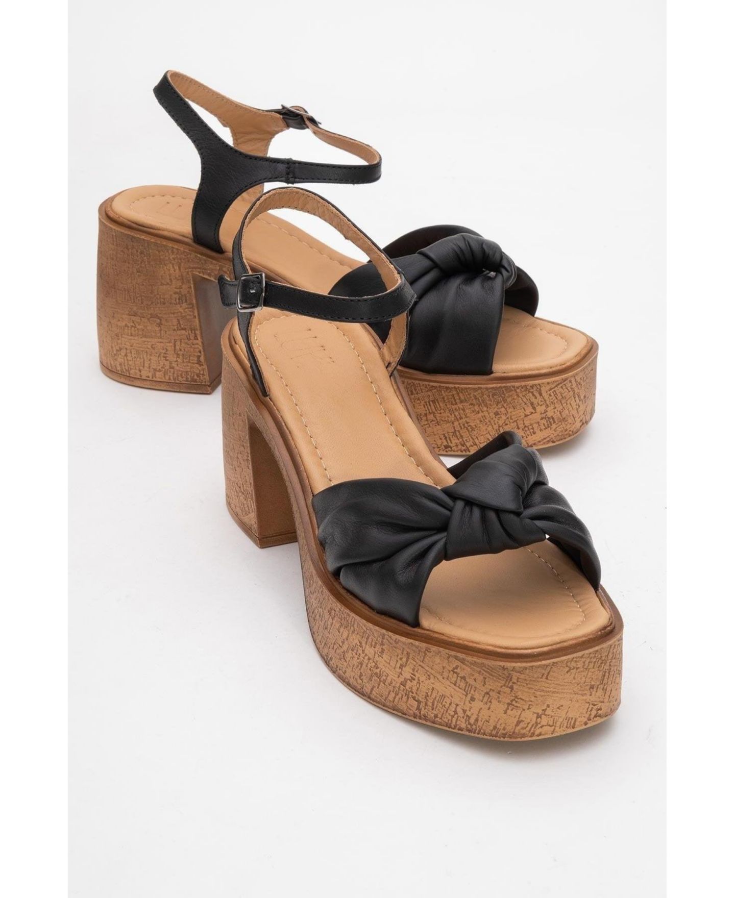 Женские сандалии Forever & Always Shoes Tily Platform Wedge Leather Sandal (Women), цвет: Чёрный кожаный — фото 2