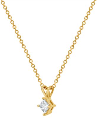 Diamond Solitaire Pendant Necklace (1/3 ct. t.w.) in 14K Yellow Gold