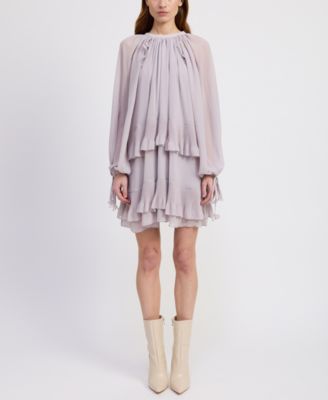 Junior's Nicollette Ruffle Tiered Mini Dress