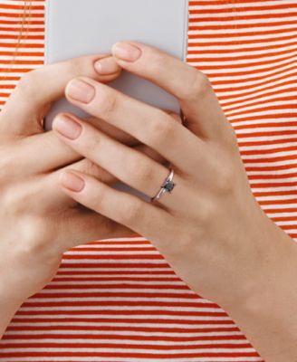 Cushion Cut Black Diamond Solitaire Engagement Ring (1 ct. t.w.) in 14k White Gold