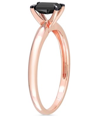Emerald Cut Black Diamond Solitaire Engagement Ring (1/2 ct. t.w.) in 14k Rose Gold