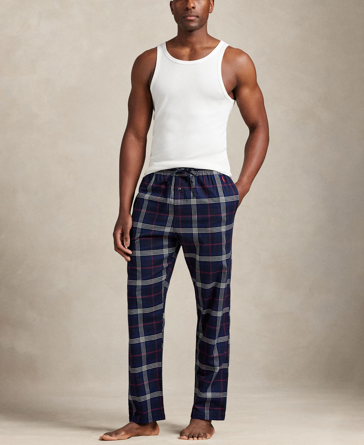 Мужские фланелевые пижамные брюки с ширинкой на одной пуговице